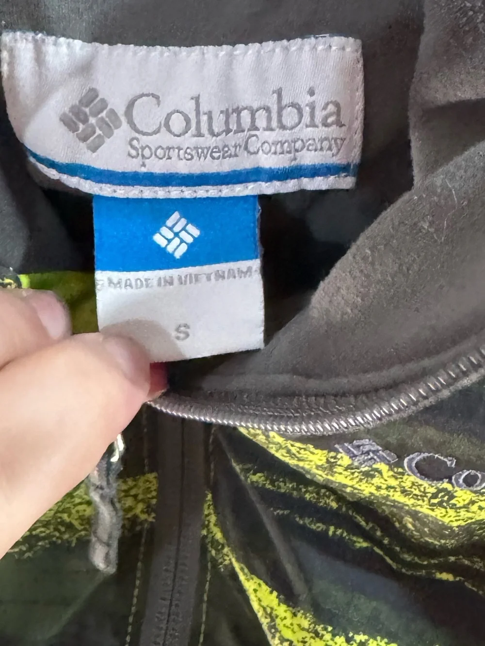 Kids Columbia Omni Shield Bright Yellow-Green Grey Striped Jacket Size Small